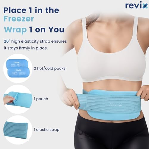 REVIX Ice Pack for Injuries Reusable, 2-Pack Hot & Cold Gel Wrap with Strap