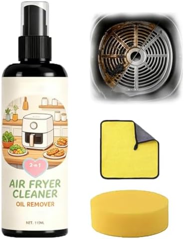 2-in-1 Air Fryer Cleaner and Degreaser Spray, Fast-Acting (1PCS) | Fast and Powerful Oil-Removing Spray, Instantly Dissolves Baked-On Grease, For Air Fryer Baskets, Racks, And Trays