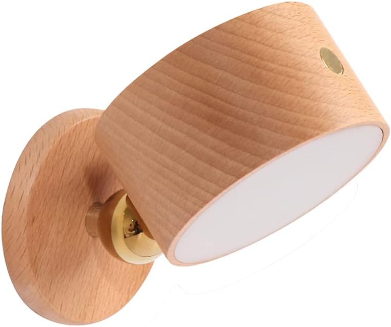 Wood Wall Sconce Cordless,Magnetic Wall Mounted(Sapele) | USB C Rechargeable, Dimming Night Light,for Bedside,Cabinet,Reading,Home Decor