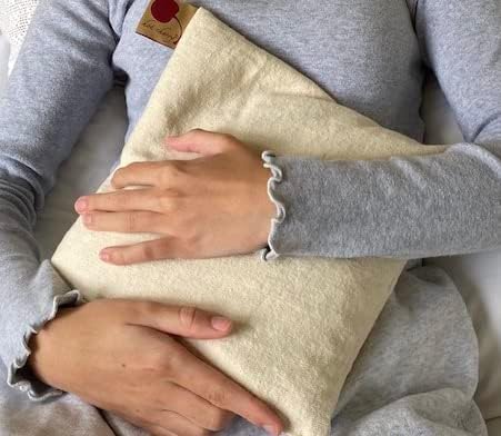 Square Red Ultra-Suede Microwavable Cherry Pit Pillow, Hot/Cold Compress | Sustainable Heating Pad, Moist Heat Muscle Joint Pain Relief
