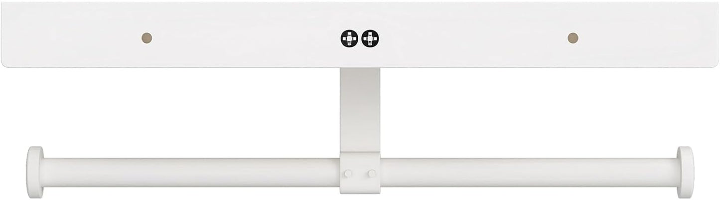 Matte Black Toilet Paper Holder with Shelf, Wall-Mounted Bathroom Organizer, Double Roll