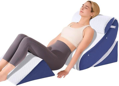 OAISZ 4PCS Wedge Pillow Set for After Surgery, Adjustable Bed Wedges, Gery | Back and Leg Support, Acid Reflux Relief, Post Surgery Recovery, Leg Elevation, Memory Foam, Bed Wedge Pillow for Sleeping