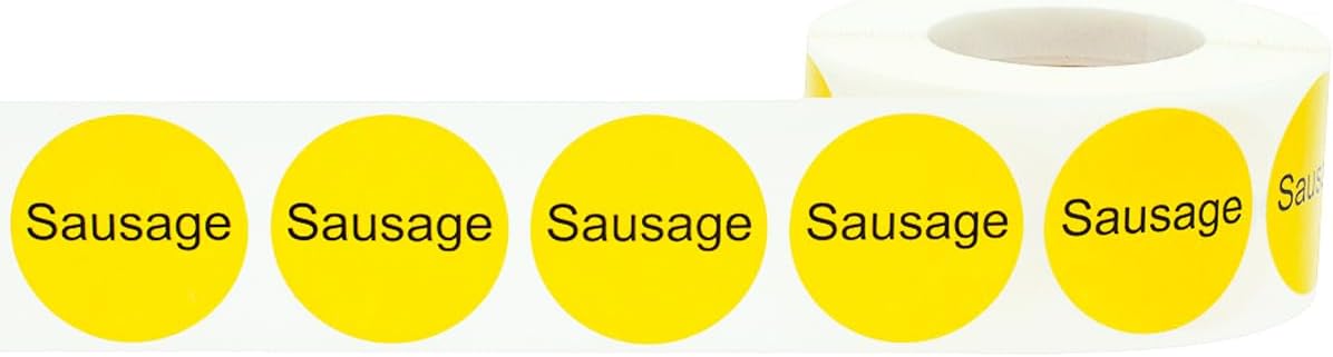 Yellow with Black Carnitas Circle Dot Adhesive Stickers, 1 Inch Round Labels, 500 Total Stickers