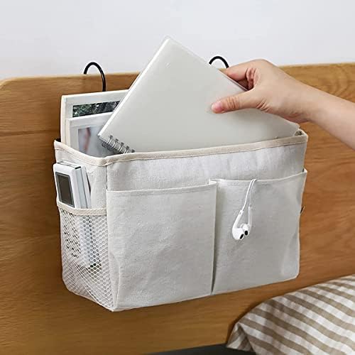 Bedside Caddy Bedside Hanging Storage Basket Multi-Function Organizer Caddy for Bunk and Hospital Beds Dorm Rooms Bed Rails, Can be Placed Glasses Books Mobile Phones（Navy Blue）