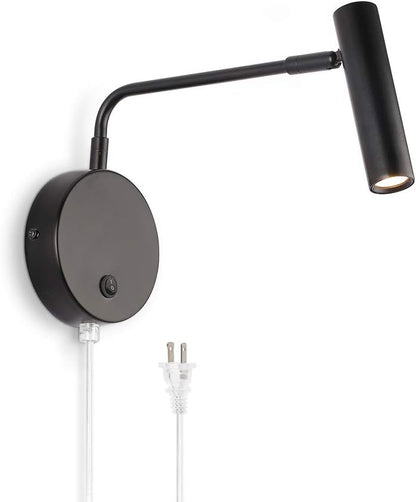 Joossnwell Wall Lamps that Plug in, Bronze Metal Industrial Wall Spotlight with Switch on Off for Home Bedside Lighting Fixtures Warm White 3000K 1 Pack