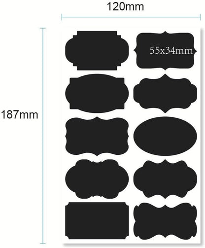 244 Pcs Erasable Chalkboard Label Removable Black Board Stickers Waterproof Chalk Labels Mason Jar Storage Stickers Decorative Blackboard Food Label with Markers for Storage Jars