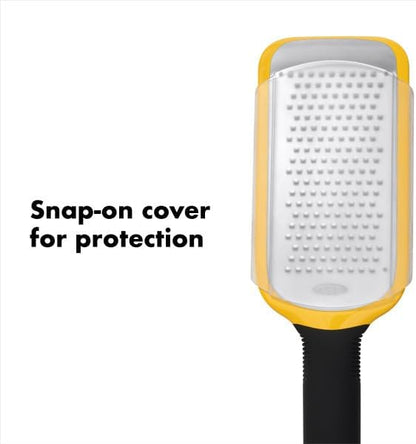 OXO Good Grips Etched Coarse Grater with Handle, Orange | Coarse Kitchen Grater, Sharp Etched Teeth, Non-Slip Handle, Hard Cheese, Vegetables, Chocolate, Easy Grip