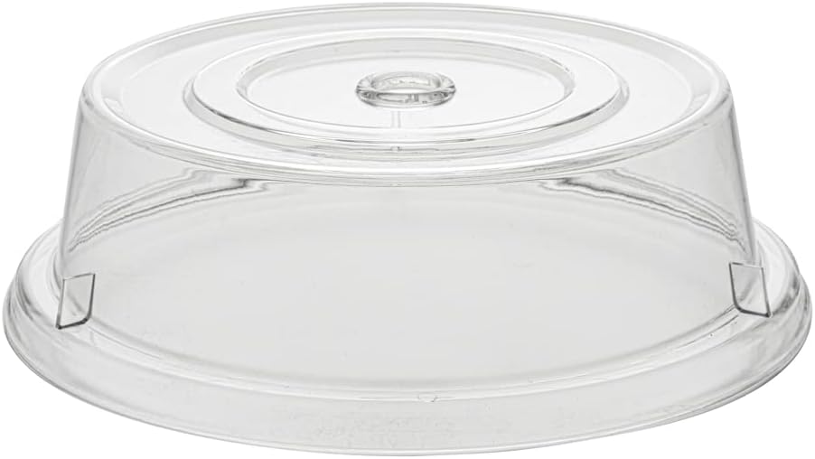 Restaurantware Cater Tek 11 Inch Polycarbonate Plate Cover 1 Shatterproof Dish Cover - Microwavable Endures Up To 210F Clear Plastic Splatter Cover With Finger Hole For 11 Inch Plates