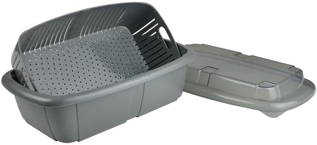 Hutzler 3-in-1 Fruit Saver Basket, Colander and Container, 2 Quarts, Gray
