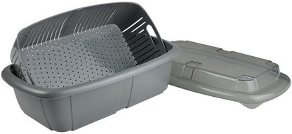 Hutzler 3-in-1 Fruit Saver Basket, Colander and Container, 2 Quarts, Gray