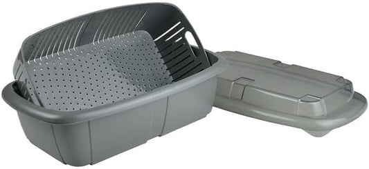 Hutzler 3-in-1 Fruit Saver Basket, Colander and Container, 2 Quarts, Gray