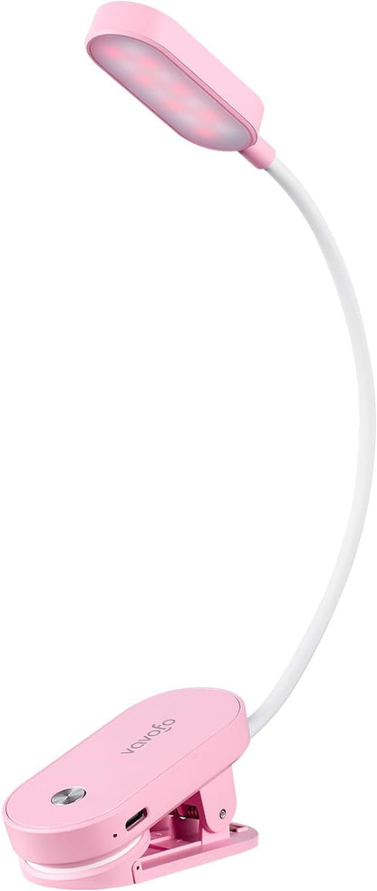 VAVOFO Rechargeable Book Light, 14 LEDs Eye Care Clip On Amber Reading Light for Bookworms Reading in Bed with 9 Colors 9 Brightness (Blue)