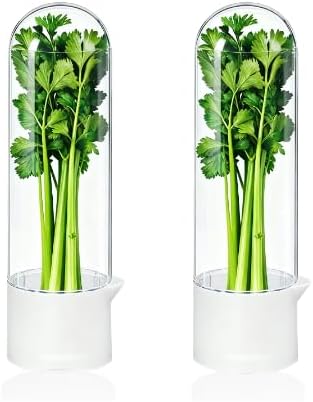 Herb Saver for Refrigerator - Refrigerator Vegetable Freshener Bottle for Preserving Herbs, Parsley, Cilantro, Mint, Coriander, Asparagus for 2-3 Weeks（2Pcs）