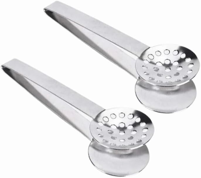 Stainless Steel Tea Bag Squeezer, Metal Grip Holder Tea Bag Tongs, Tea Bag Strainer Clips Herb for Ice Sugar Cubes Lemon Slices Kitchen Bar Tools (2 Pack)
