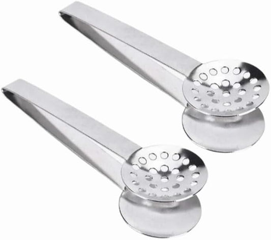 Stainless Steel Tea Bag Squeezer, Metal Grip Holder Tea Bag Tongs, Tea Bag Strainer Clips Herb for Ice Sugar Cubes Lemon Slices Kitchen Bar Tools (2 Pack)