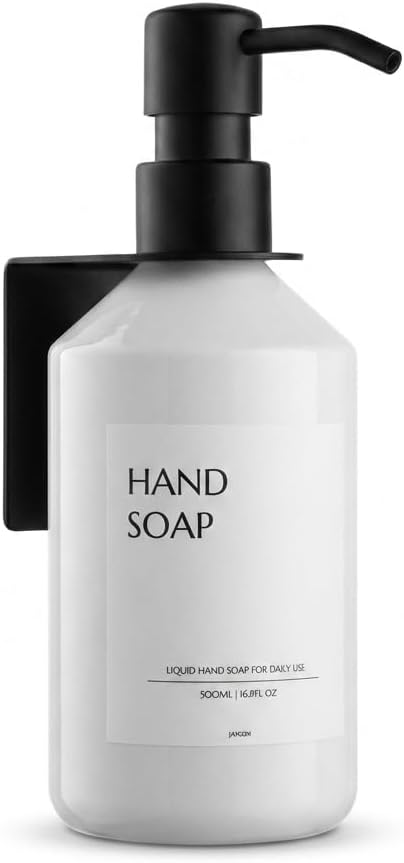 Shampoo and Conditioner Dispenser Set of 3 for Wall Mount | 16.9 fl oz Drill Free Shower Soap Bottles,Refillable Body Wash Dispensers for Bathroom Decor (Amber Bottles + Bamboo Pumps)