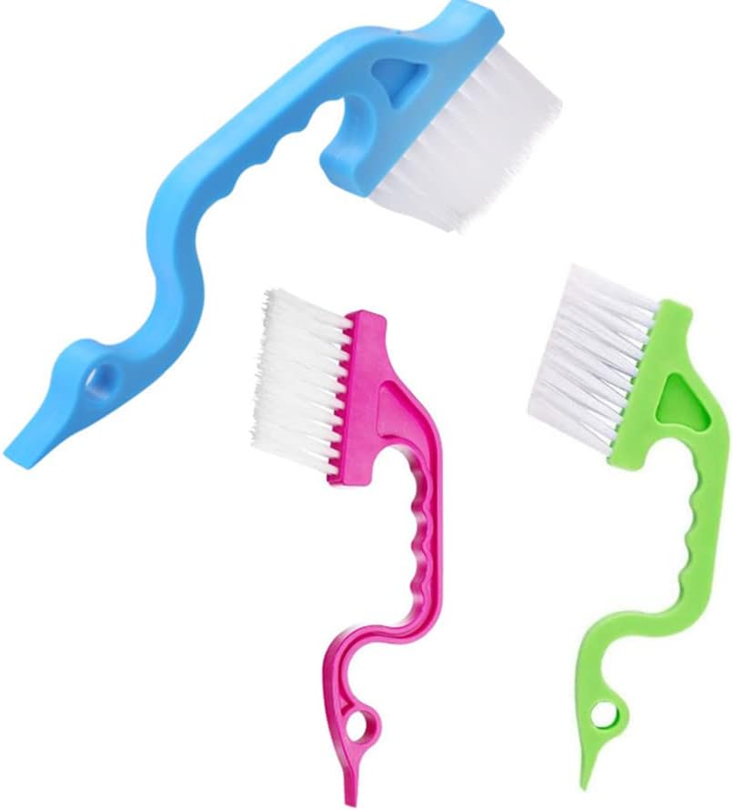 3Pcs Hand-held Groove Gap Cleaning Tools Door Window Track Kitchen Cleaning Brushes, for Window Air Conditioning Kitchen Cleaning （Random Color）