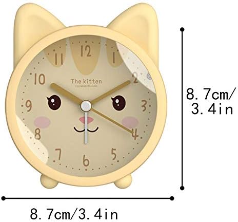 3" Cat Silicone Analog Alarm Clock Silent Non Ticking Backlight Desk Clock