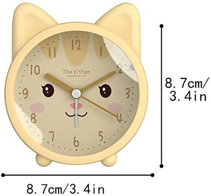 3" Cat Silicone Analog Alarm Clock Silent Non Ticking Backlight Desk Clock