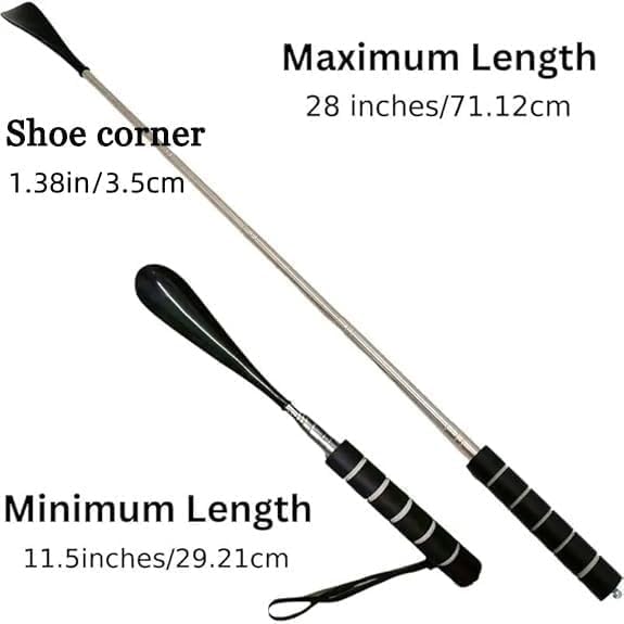 Telescoping Long Handle Shoe Horn, Stainless Steel Shoehorn, 1 Pack