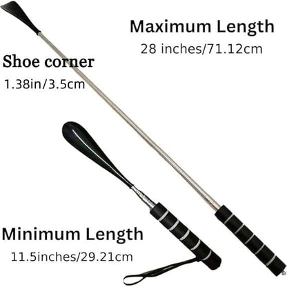 Telescoping Long Handle Shoe Horn, Stainless Steel Shoehorn, 1 Pack