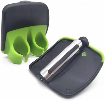 Finger Grip Vegetable Peeler – Ergonomic Silicone Thumb Peeling Tool for Potatoes, Carrots, Cucumber & More | Compact Handheld Fruit & Veggie Skin Remover (Green/Black)