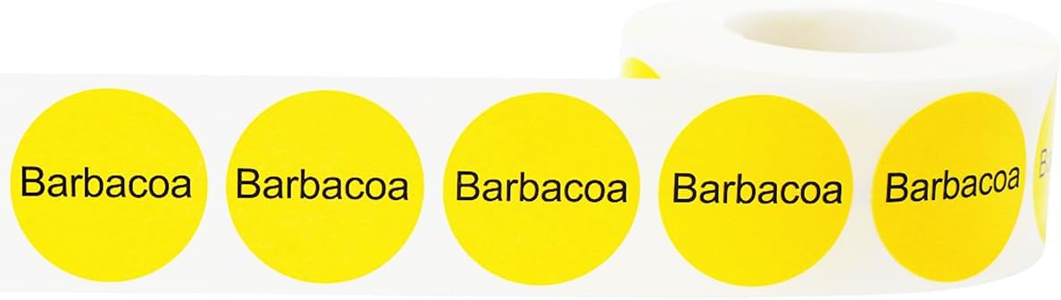 Yellow with Black Carnitas Circle Dot Adhesive Stickers, 1 Inch Round Labels, 500 Total Stickers