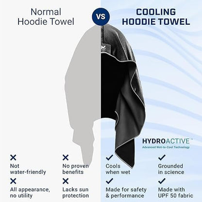MISSION Cooling Hoodie Towel, Evaporative Cool Technology, Cools Instantly When Wet, UPF 50 Sun Protection, Contours Your Head to Stay in Place, Great for Sports, Fitness, Gym
