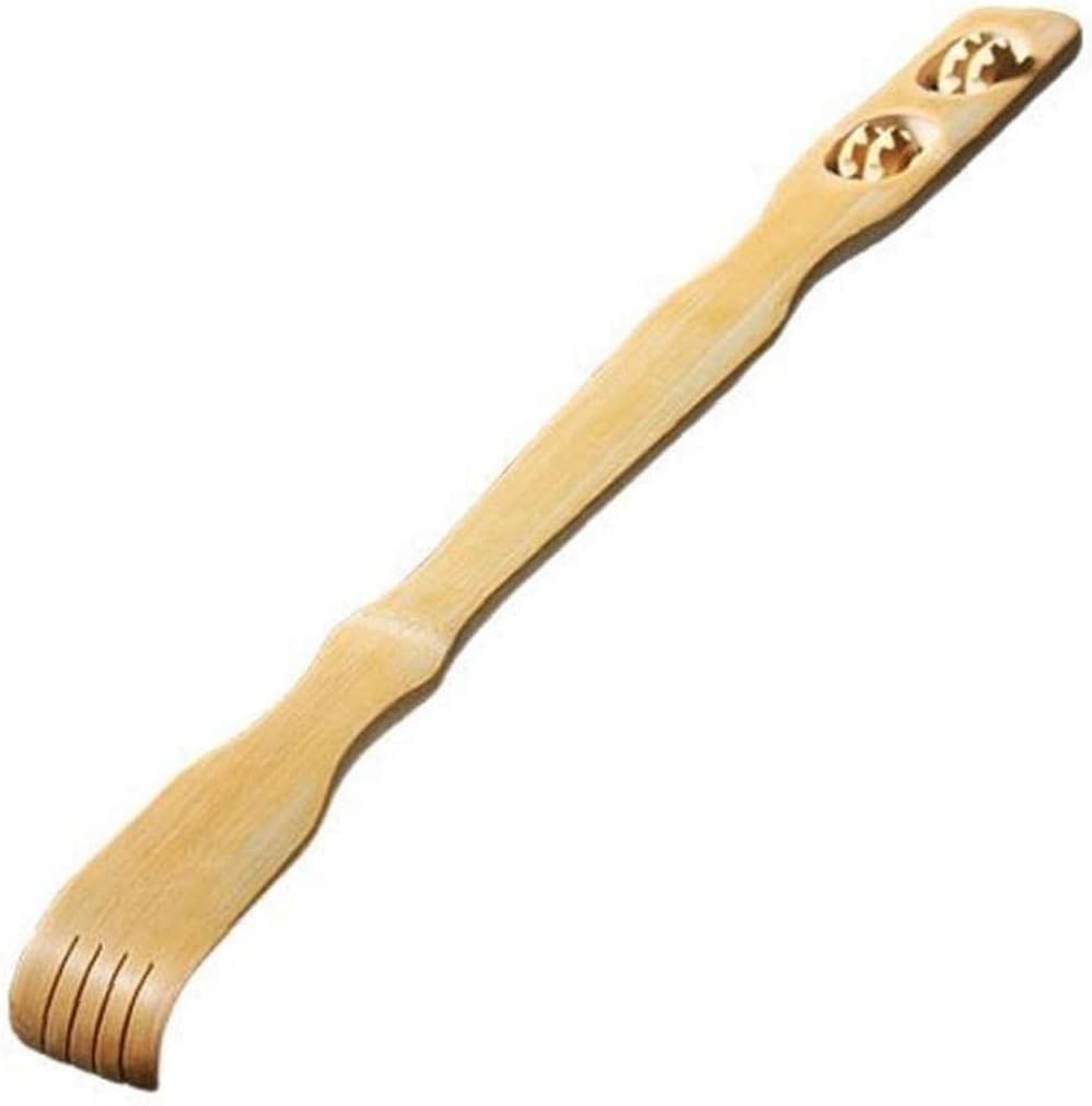 Bamboo Back Scratcher Wooden Body Roller Stick Manual Long Handle Massager for Neck Back Shoulder