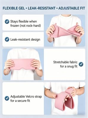 Cooling Gel Eye Mask for Puffy Eyes, Migraine & Headache Relief, Full Eye-Area Cold Compress for Eyes & Temples, FSA Eligible HSA Reusable Eye Ice Pack for Swelling & Post-Surgery Recovery