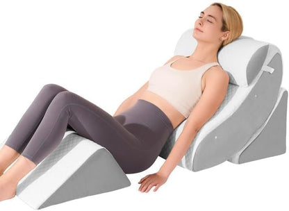 OAISZ 4PCS Wedge Pillow Set for After Surgery, Adjustable Bed Wedges, Gery | Back and Leg Support, Acid Reflux Relief, Post Surgery Recovery, Leg Elevation, Memory Foam, Bed Wedge Pillow for Sleeping