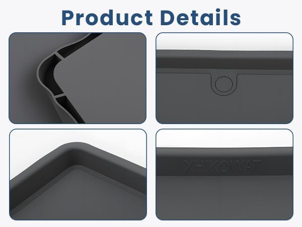 33 X 30 inch Large Thickened Silicone Washing Machine Drain Pan (Grey) | 1-1/5" Raised Edge , Leak Protection Anti-Vibration Non-Slip Washing Machine Tray for Washer Dryer Other Appliances （Black）