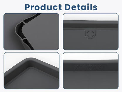 33 X 30 inch Large Thickened Silicone Washing Machine Drain Pan (Grey) | 1-1/5" Raised Edge , Leak Protection Anti-Vibration Non-Slip Washing Machine Tray for Washer Dryer Other Appliances （Black）
