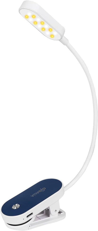 VAVOFO Rechargeable Book Light, 14 LEDs Eye Care Clip On Amber Reading Light for Bookworms Reading in Bed with 9 Colors 9 Brightness (Blue)