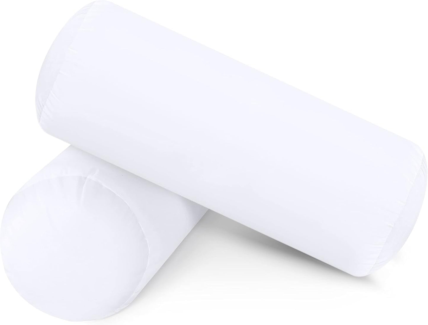 SAHARBEDDINGS 2 PC Cervical Neck Roll Pillow Cover with Cotton Bolster Pillowcases for Cylindrical Cushion Round Neck Pillowcase Zipper Closer (Blush, 13x6 Roll Pillow Set of 2)