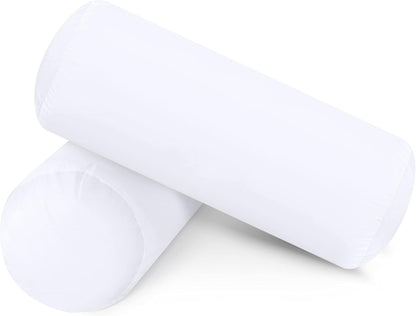 SAHARBEDDINGS 2 PC Cervical Neck Roll Pillow Cover with Cotton Bolster Pillowcases for Cylindrical Cushion Round Neck Pillowcase Zipper Closer (Blush, 13x6 Roll Pillow Set of 2)
