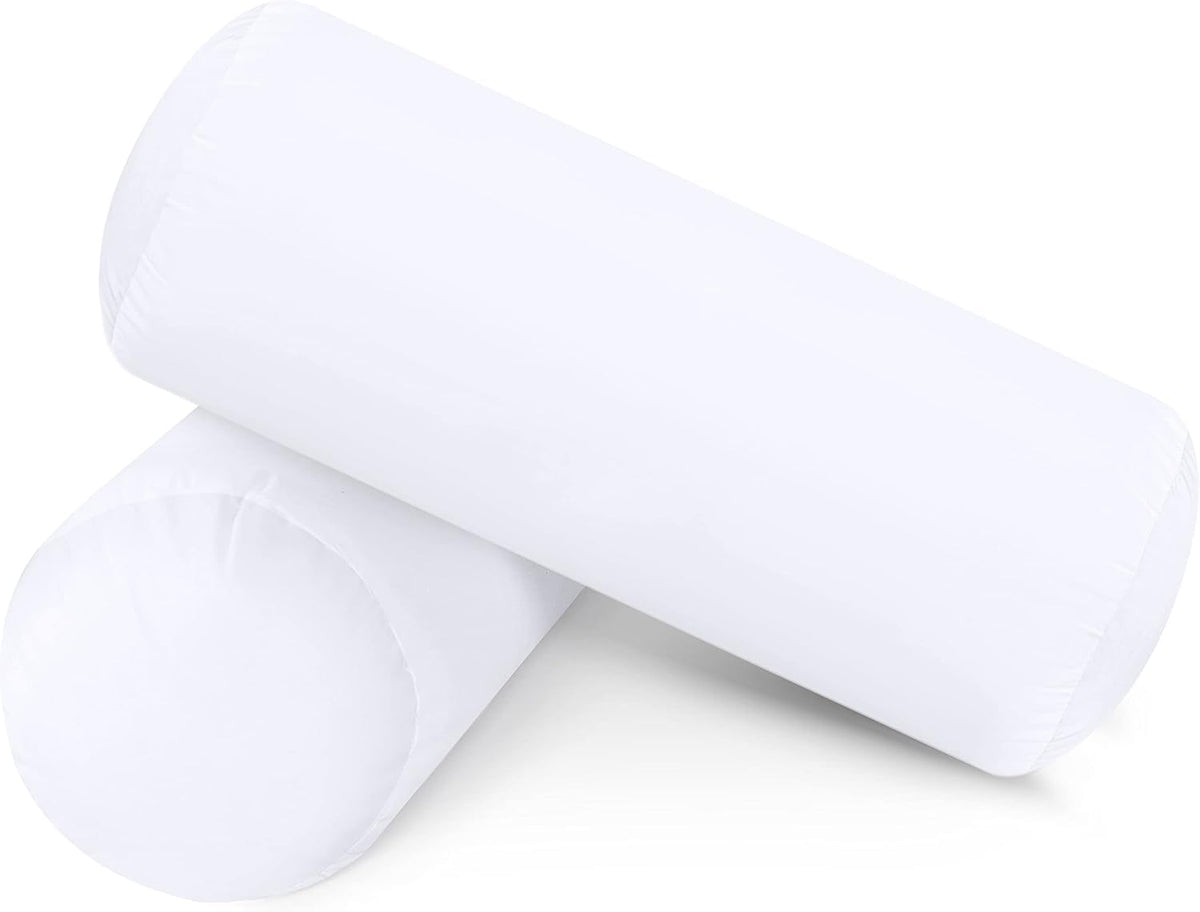 SAHARBEDDINGS 2 PC Cervical Neck Roll Pillow Cover with Cotton Bolster Pillowcases for Cylindrical Cushion Round Neck Pillowcase Zipper Closer (Blush, 13x6 Roll Pillow Set of 2)