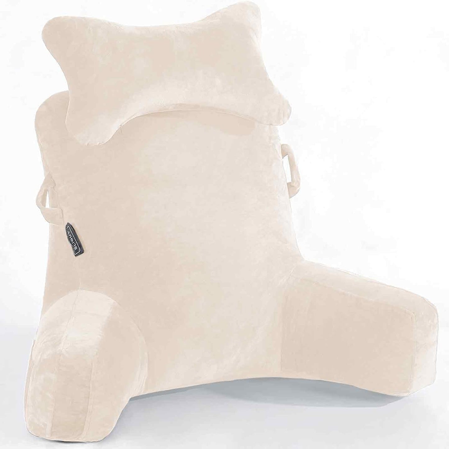 SLIGUY Reading Pillow-Bed Rest Pillow with Detachable Neck Roll & Support Arm for Sitting in Bed Couch or Floor-Backrest Reading Pillow Adult Back Pillow for Reading/Watching TV/Gaming,Dark Grey