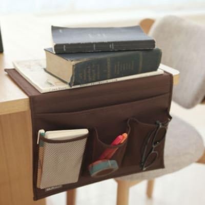 Bedside Storage Organizer with Pockets, Bedside Caddy, Table Cabinet Storage Organizer, TV Remote Control, Phones, Magazines, Tablets, Accessories, Grey