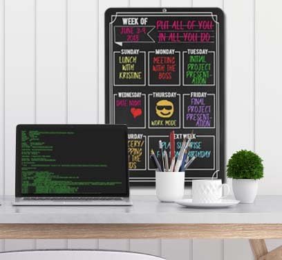 Chalkboard Style Weekly Food Menu Board Kitchen HDG-1018 | 12 x 18 Inch Aluminum Weekly Menu Planner, Reusable Meal Planning Board for Kitchen & Family Organization