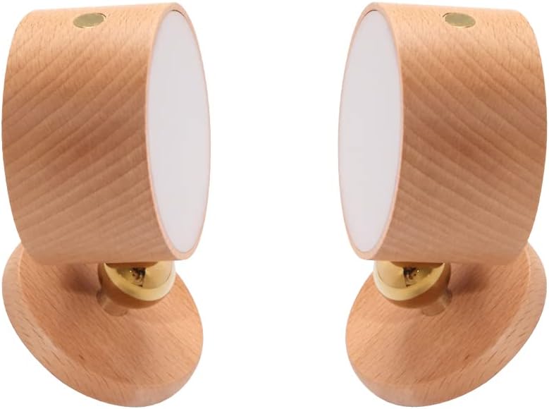 Wood Wall Sconce Cordless,Magnetic Wall Mounted(Sapele) | USB C Rechargeable, Dimming Night Light,for Bedside,Cabinet,Reading,Home Decor