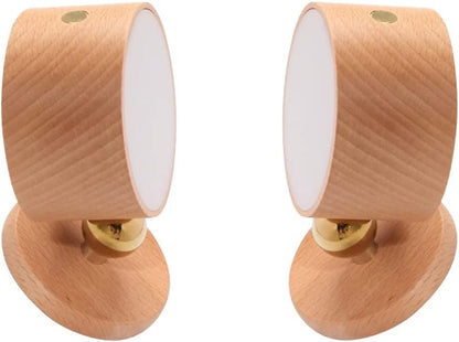Wood Wall Sconce Cordless,Magnetic Wall Mounted(Sapele) | USB C Rechargeable, Dimming Night Light,for Bedside,Cabinet,Reading,Home Decor