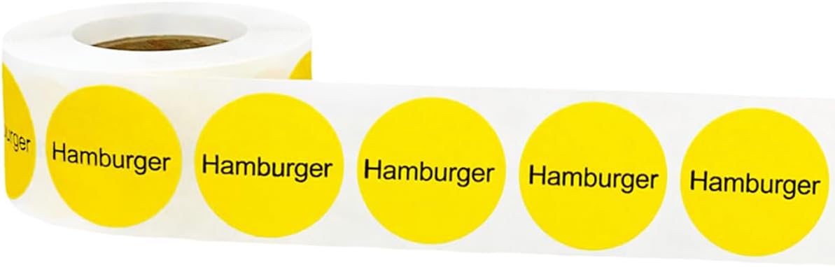 Yellow with Black Carnitas Circle Dot Adhesive Stickers, 1 Inch Round Labels, 500 Total Stickers