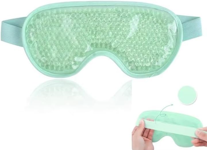 Adjustable Gel Eye Mask for Hot & Cold Therapy – Cooling & Heated Eye Pack for Puffy Eyes, Dry Eyes, Headache Relief & Relaxation, Green (Pack of 2)