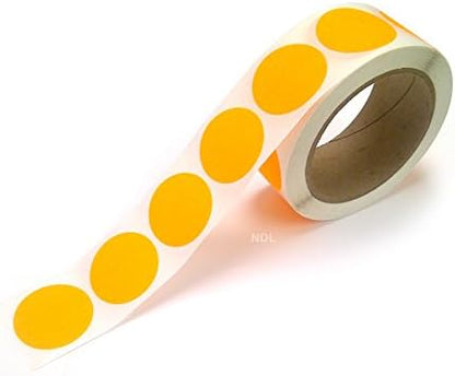Blank Color Coding Stickers, Writable Surface â€“ 500 Permanent Labels per Roll (Yellow Fluorescent, 1.5" Circle)