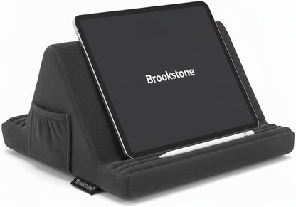 Brookstone Tablet Lap Cushion - Tablet/Phone/Ebook Holder for Bed, Flights, and Travel, Memory Foam Lap Desk for Reading and Hands Free Viewing, Compatible iPad and Kindle Accessories, Grey