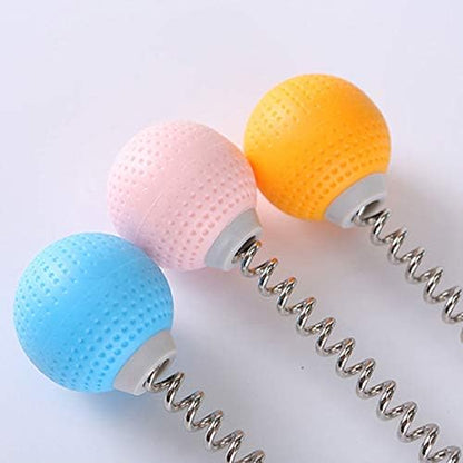 1 Pack Golf Ball Massager Hammer with Spring Wooden Handle Handheld Massage for Pain Relief Neck Back Massager Ball Manual Massage (Gray)