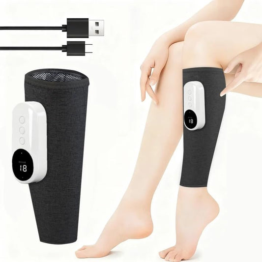 Leg Massager-Calf Massager for Circulation,3 Modes & 3 Intensity, 3 Heat Levels Heat Function,Type-C Rechargeable Muscles Relaxation,Portable Gift for Mom, Dad, Athlete (Black)