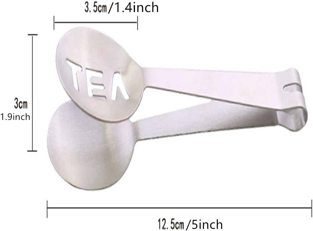 Tea Bag Squeezer, 2PCS Stainless Steel Tea Bag Spoon, Teabag Tong Strainer Holder for Loosing Leaf, Gripping Ice Cube, Sugar (Silver)