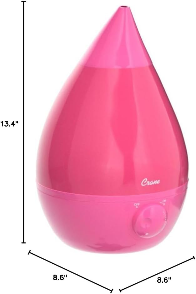 Crane Ultrasonic Cool Mist Humidifier for Bedroom, Baby Nursery, Kids Room, Plants, or Office, Large 1 Gallon Tank, Filter Optional, Blue and White